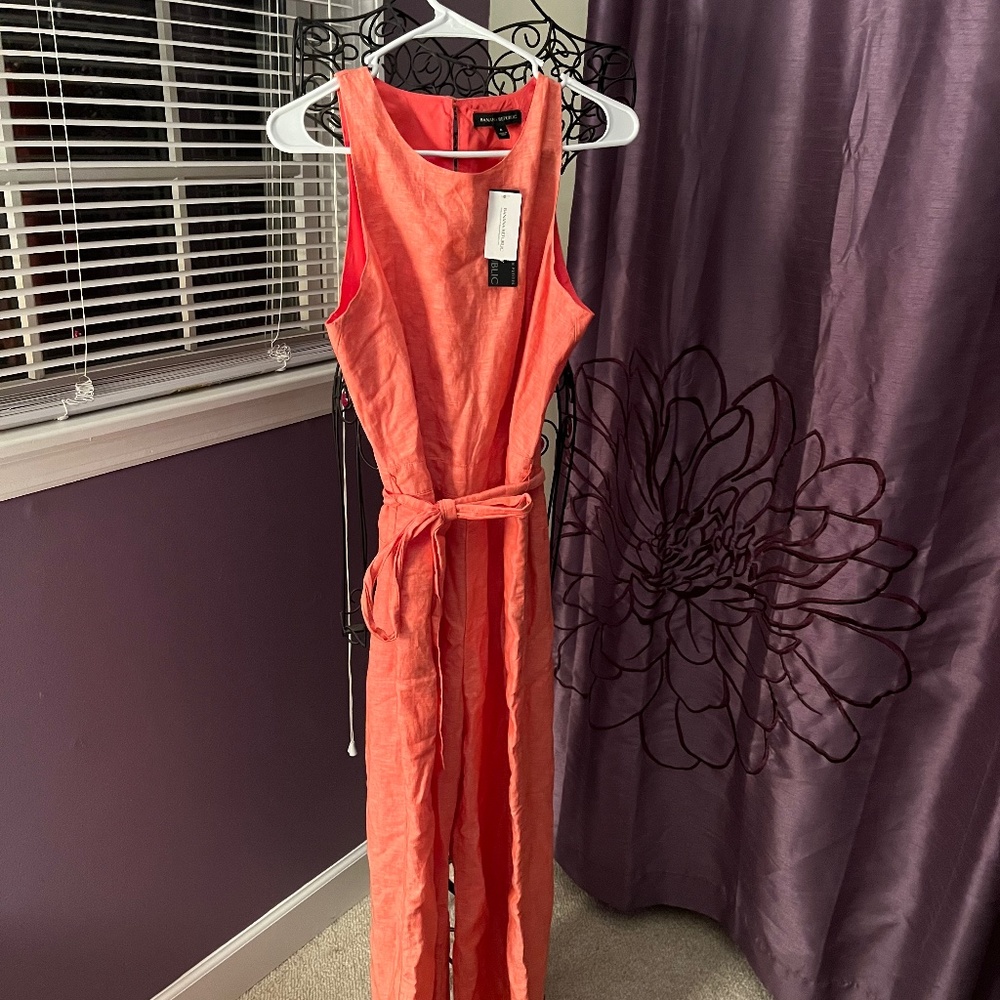 Vacation Ready Banana Republic Linen Summer Coral Jumpsuit